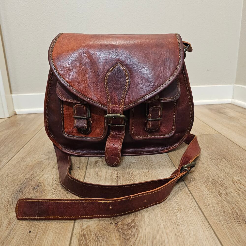 Great State of Oklahoma 1907 Brown Leather Messenger Saddle Bag